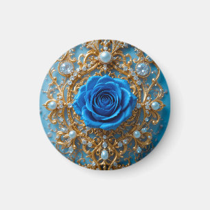 🌹 Blue Rose Gold Ornament For Home Fridge Decor Magnet