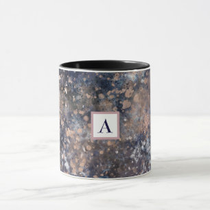 Blue & Rose Gold Paint Splatter Abstract Glamour Mug