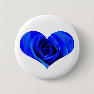 Blue Rose Heart Button