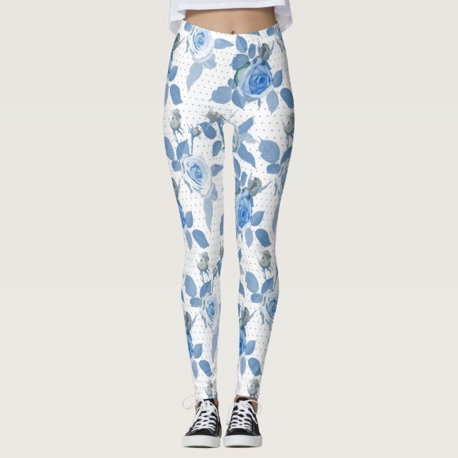 Blue Rose Leggings (Front)