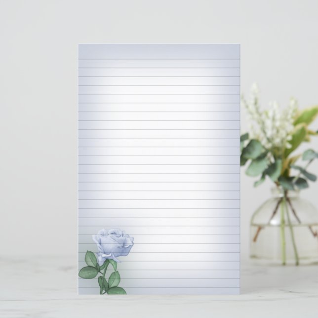 Blue Rose Lined Stationery (Standing Front)
