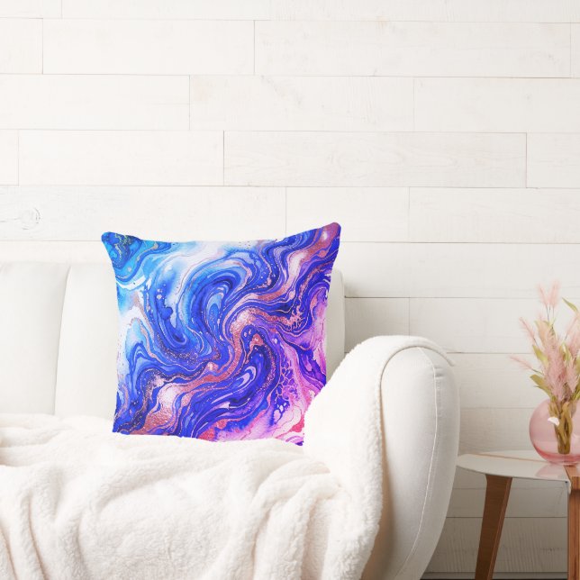 Blue Rose Marble Luxury Abstract Fluid Art Pattern Cushion (Couch)