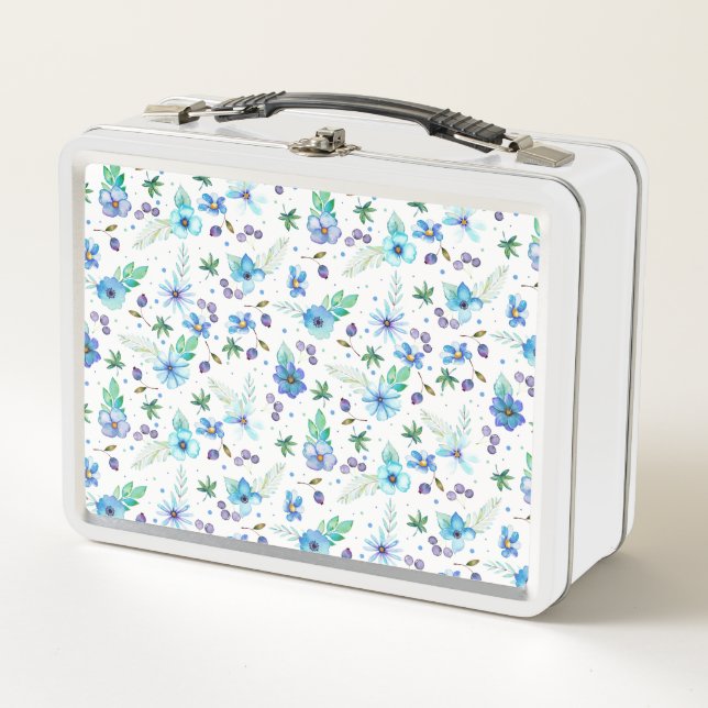 Blue rose metal lunch box (Front)