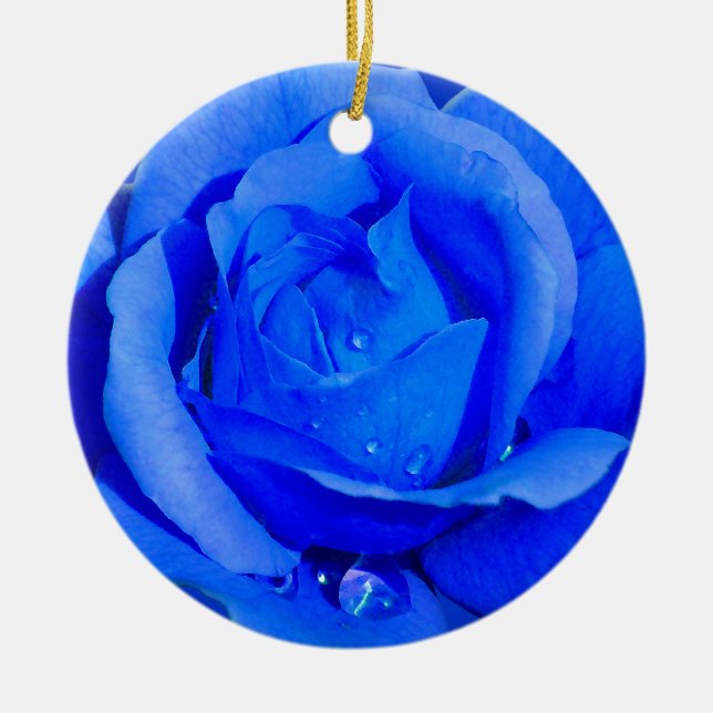 Blue Rose Ornament Personalised Rose Decorations (Front)