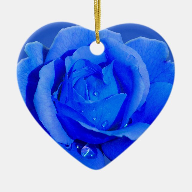 Blue Rose Ornament Personalised Rose Decorations (Front)