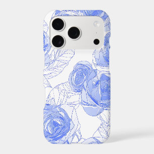 Blue Rose Outline iPhone Case   Line Art Coquette