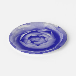 Blue rose paper plate