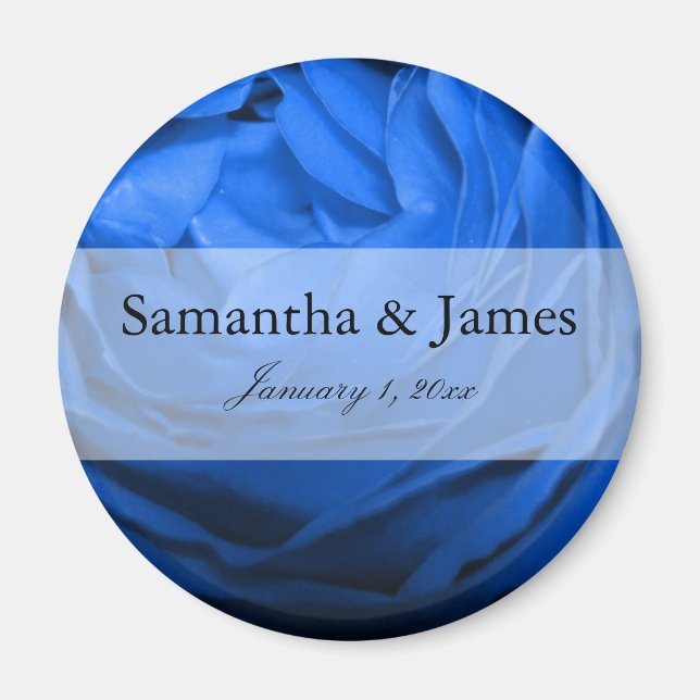 Blue Rose Personal Wedding Magnet (Front)