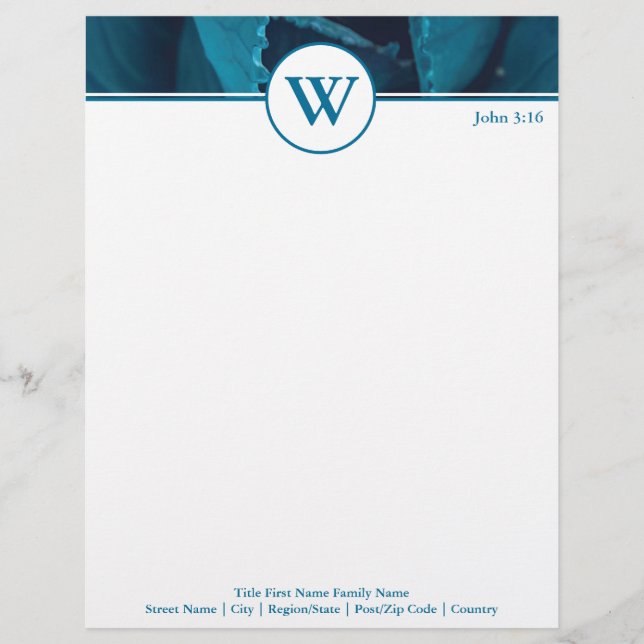 BLUE ROSE Personalised Business Custom Letterhead (Front)