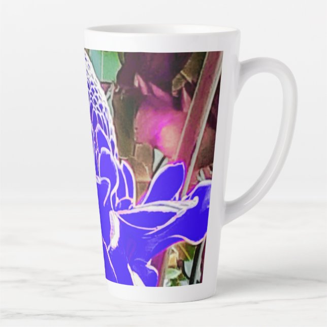 Blue Rose Petals Tall Latte Mug (Right)