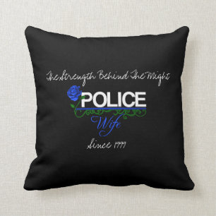 Blue Rose Police Wife Decor Pillow