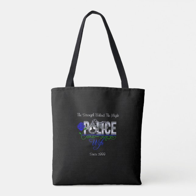 Blue Rose Police Wife Tote Bag (Back)