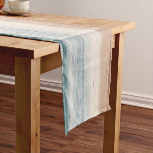 blue rose quartz beach abstract table runner (In Situ)