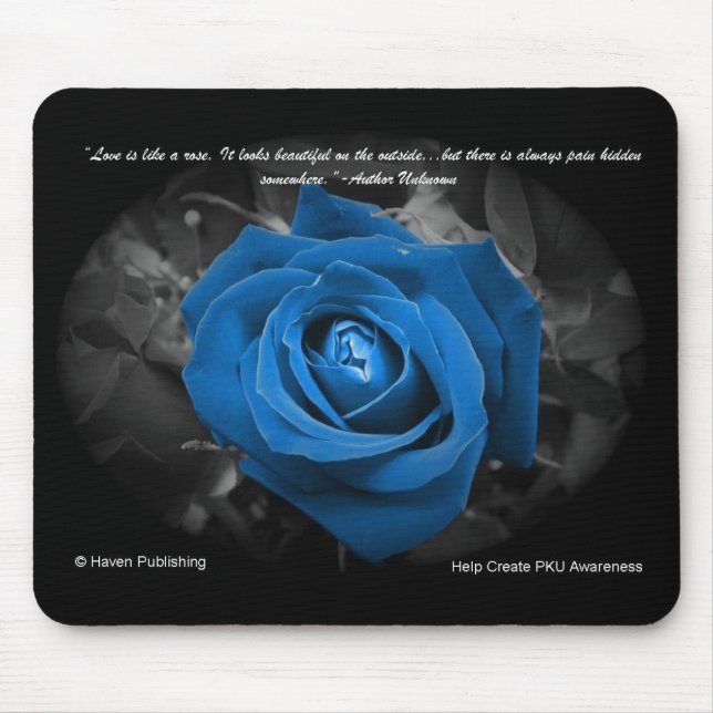 Blue Rose Quote Mousepad (Front)