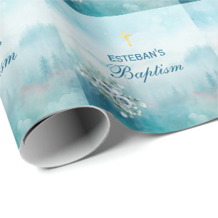 Blue Rose Religious Ceremony Wrapping Paper