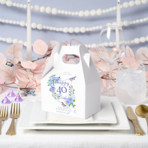 Blue Rose Ribbon 40th Birthday  Favour Box