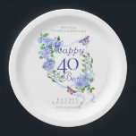 Blue Rose Ribbon 40th Birthday Paper Plate<br><div class="desc">Beautiful chic paper plate design with ribbon,  roses
and butterfly. Created a lovely dining experience
for your guests. This design also comes will
a comparable paper cup and napkin.</div>