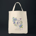 Blue Rose Ribbon 40th Birthday Tote Bag<br><div class="desc">Lovely and elegant rose with butterfly.</div>