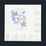 Blue Rose Ribbon 50th Birthday Napkin<br><div class="desc">Beautiful chic napkin design with ribbon,  roses
and butterfly. Created a lovely dining experience
for your guests. This design also comes will
a comparable paper plate and paper cup.</div>