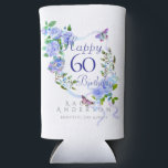 Blue Rose Ribbon 60th Birthday Cooler<br><div class="desc">Lovely and elegant rose with butterfly.</div>