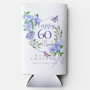 Blue Rose Ribbon 60th Birthday Cooler