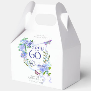 Blue Rose Ribbon 60th Birthday  Favour Box