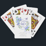 Blue Rose Ribbon 60th Birthday Playing Cards<br><div class="desc">Lovely and elegant rose with butterfly.</div>