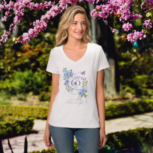 Blue Rose Ribbon 60th Birthday T-Shirt