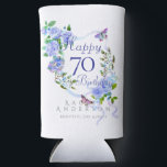 Blue Rose Ribbon 70th Birthday Cooler<br><div class="desc">Lovely and elegant rose with butterfly.</div>