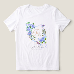 Blue Rose Ribbon Chic Monogram  Tri-Blend Shirt