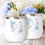 Blue Rose Ribbon Monogram<br><div class="desc">Lovely elegant rose ribbon with butterflies and romantic monogram font.</div>