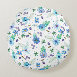 Blue rose round cushion