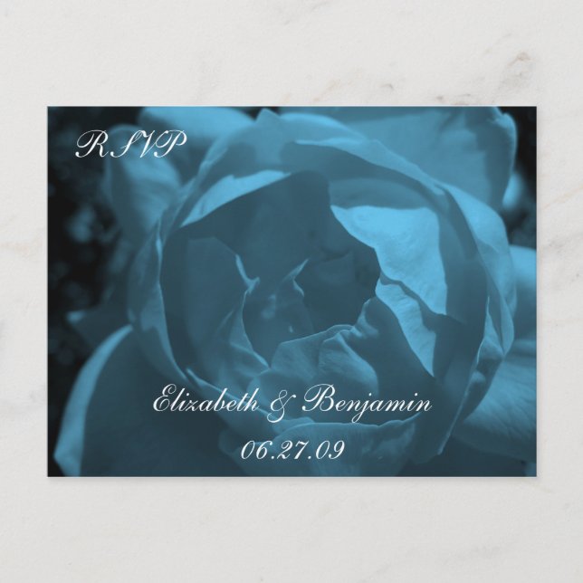 Blue Rose RSVP Invitation Postcard (Front)