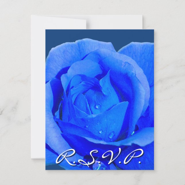 Blue Rose RSVP Personalised Rose Cards (Front)