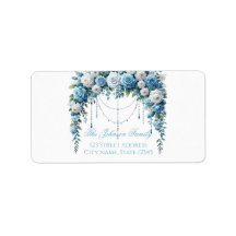 Blue Rose & Silver Cross Baptism Return Address 