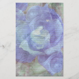 Blue Rose stationery - optional lines