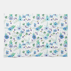 Blue rose tea towel