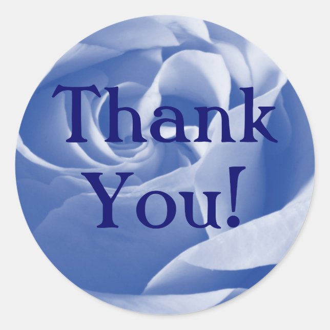 Blue Rose, Thank You! Classic Round Sticker (Front)