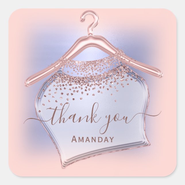 Blue Rose Thank You SHOPPING BOUTIQUE ONLINE SHOP Square Sticker (Front)