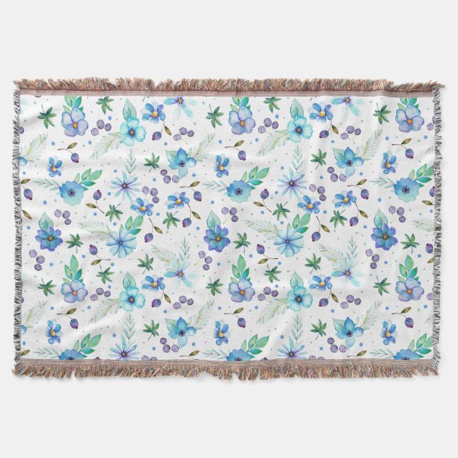 Blue rose throw blanket (Front)