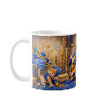Blue Rose Top‑Hat Cat Celebration Mug