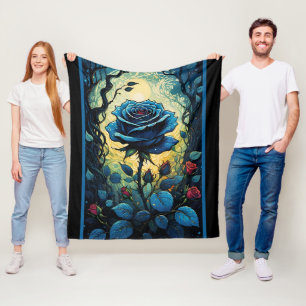 Blue Rose Vines 1 Fleece Blanket