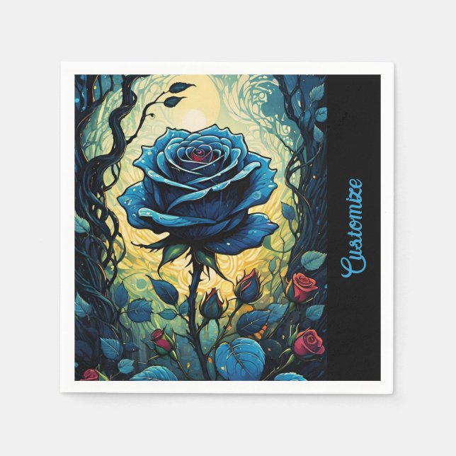 Blue Rose Vines 1 Napkin (Front)