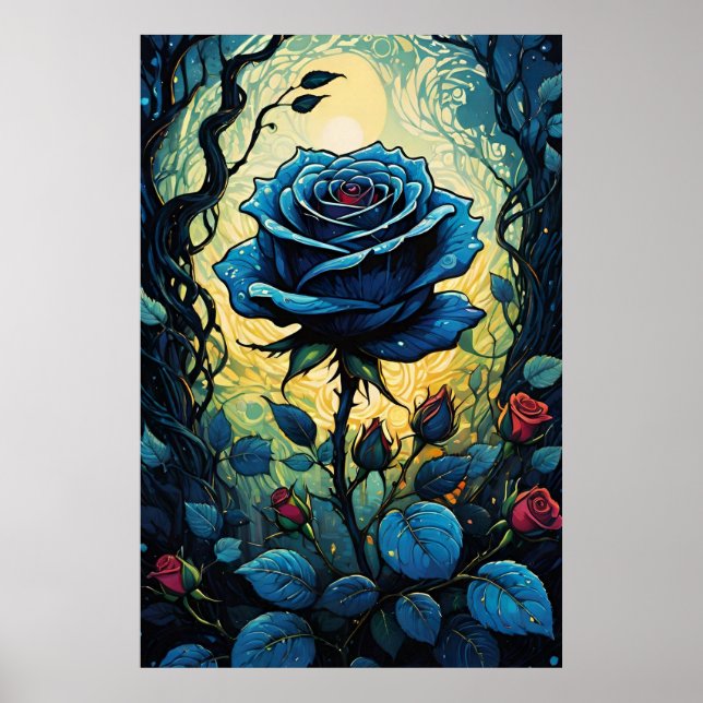 Blue Rose Vines 1 Poster (Front)