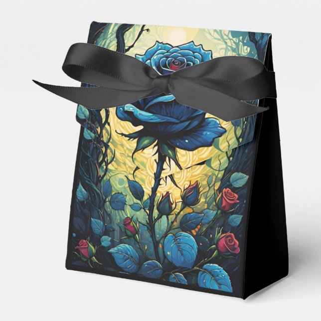 Blue Rose Vines 1 Tent Favour Box (Front Side)