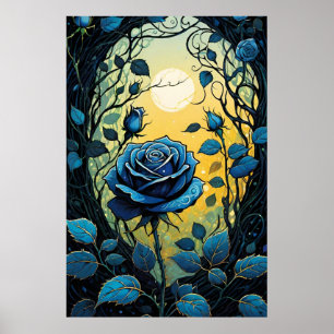 Blue Rose Vines 2 Poster