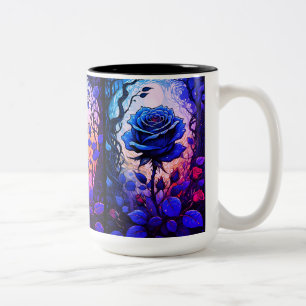 Blue Rose Vines 2 Two-Tone Coffee Mug