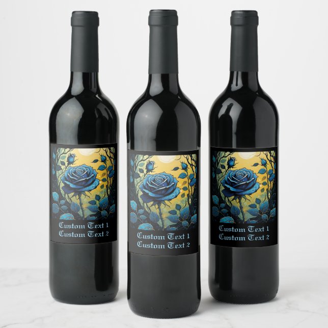Blue Rose Vines 2 Wine Label (Bottles)