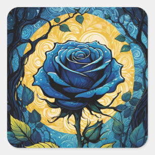 Blue Rose Vines 3 Square Sticker