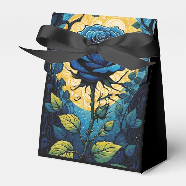 Blue Rose Vines 3 Tent Favour Box (Front Side)